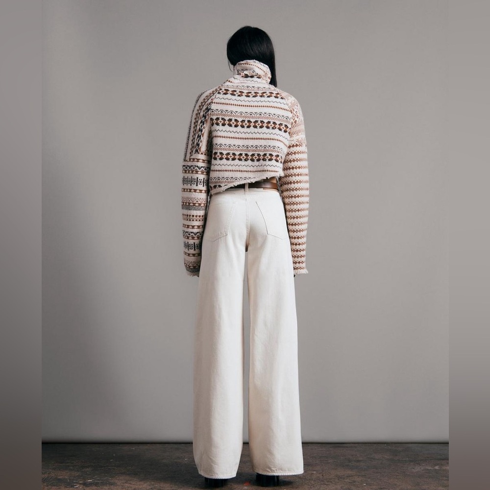 New Rag & Bone Hollis Patchwork Fair Isle Wool Crop Sweater - Picture 4 of 6